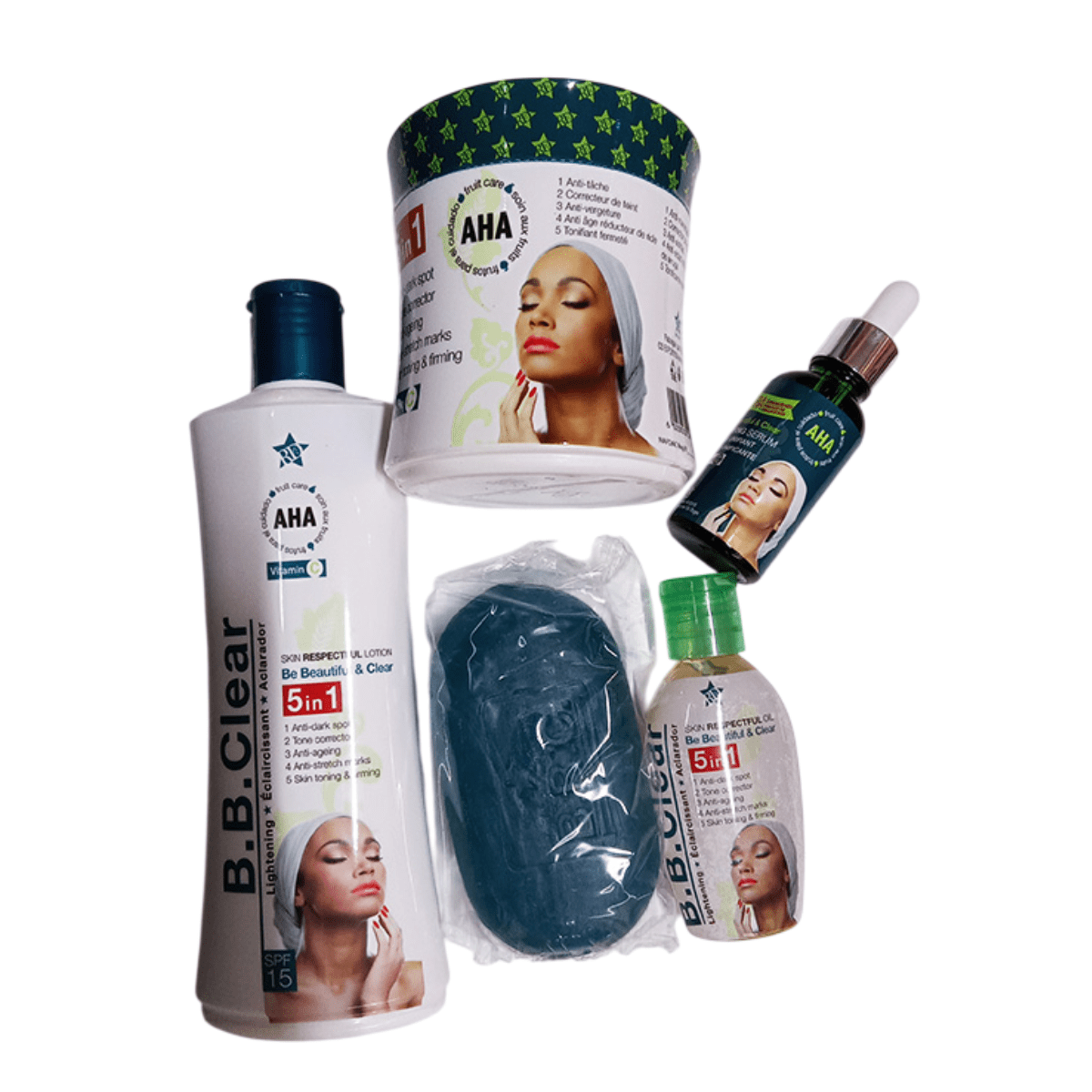 B.B clear 5 in 1 skincare lotion, cream, serum, soap & oil set-Price in Kenya